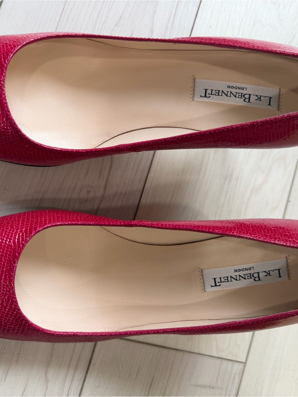 LK Bennett Red Textured Leather Pumps